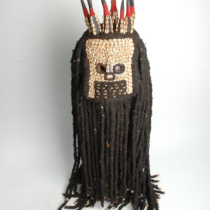 Kungang hood mask with cowrie shell and human hair